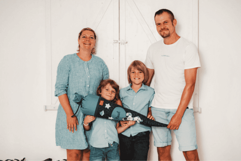 A smiling family portrait
