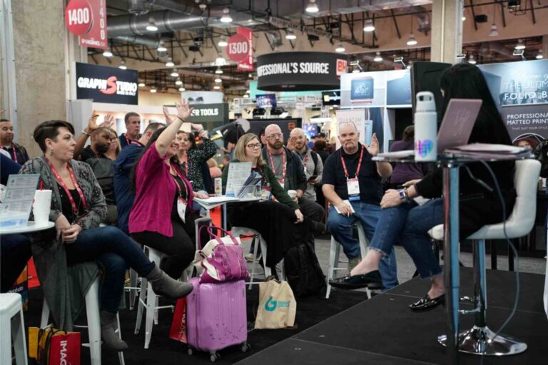 GotPhoto brand ambassador Sheryl Bashore speaks at the Education Zone during Imaging USA