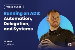 Video Class of Carl Bott, seen here with a football in his hand, about Automation, Delegation and Systems.